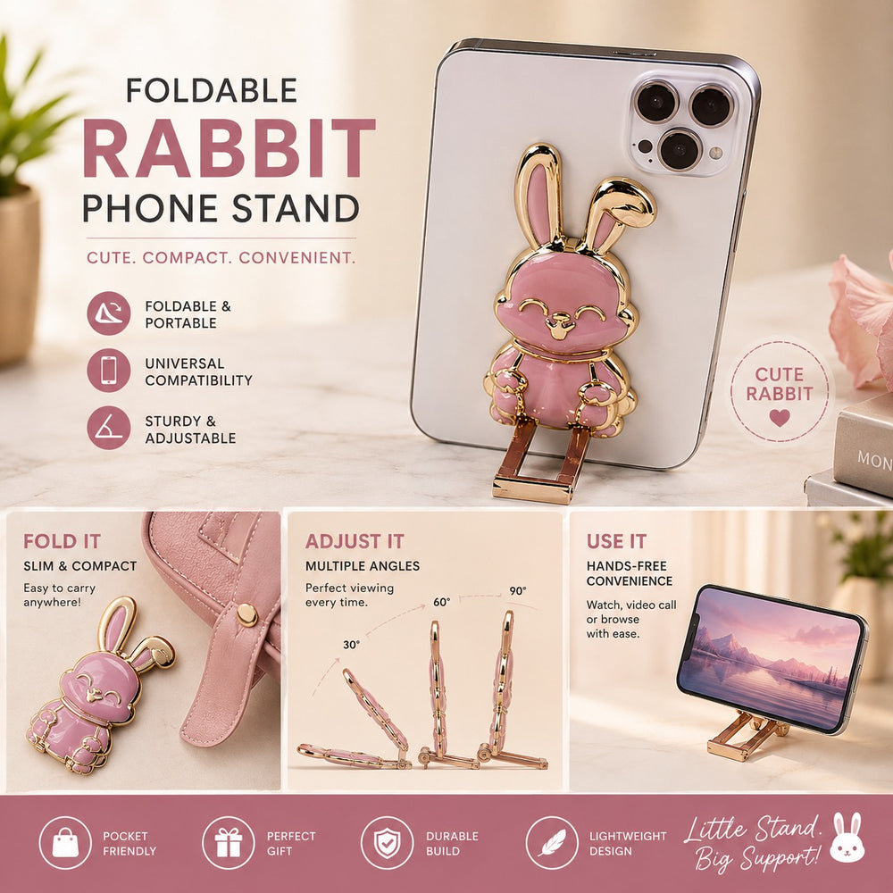 Foldable Rabbit Phone Stand pack of 1 (random color)