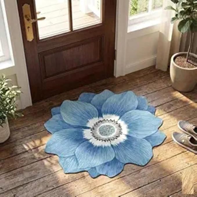 3D Flower Shaped Rug Non Slip Absorbent Bath Mat