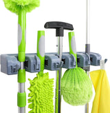 Wall Mounted Broom Holder 5 Slots and 6 Hanger Hooks