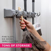 Wall Mounted Broom Holder 5 Slots and 6 Hanger Hooks