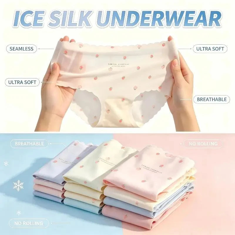 Cloud Ice Silk Strawberry Panties pack of 2 (Pink and yellow)
