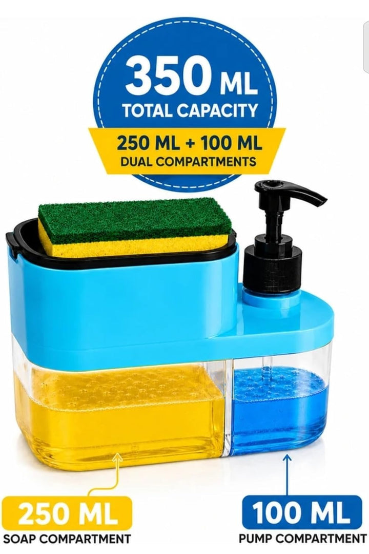 Premium Big 3in1 Plastic Soap Dispenser Pump for Kitchen Sink Sponge Holder
