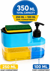 Premium Big 3in1 Plastic Soap Dispenser Pump for Kitchen Sink Sponge Holder