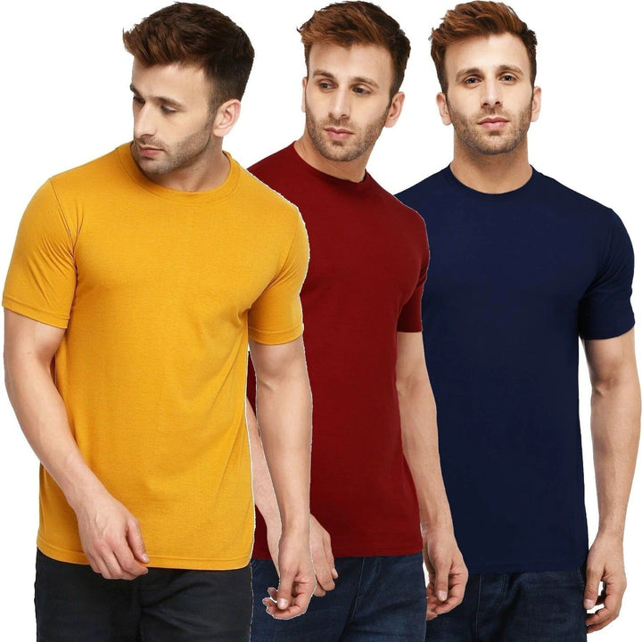 Round Neck T-Shirt Half Sleeves pack of 3 (Random Color)