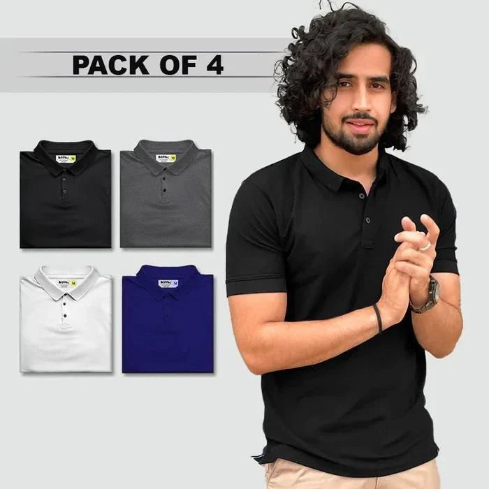 Men's Polo T-Shirts (Pack of 4) (ASSORTED COLORS)