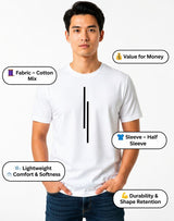 Men's Round Neck Striped Printed Regular Fit T-Shirt Pack Of 5 (ASSORTED COLORS)