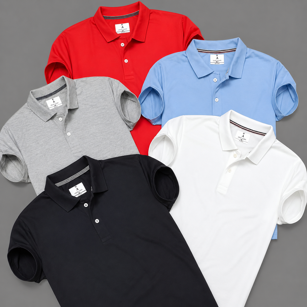 Polo T-shirt Red Black White sky-blue  Grey Pack Of 5
